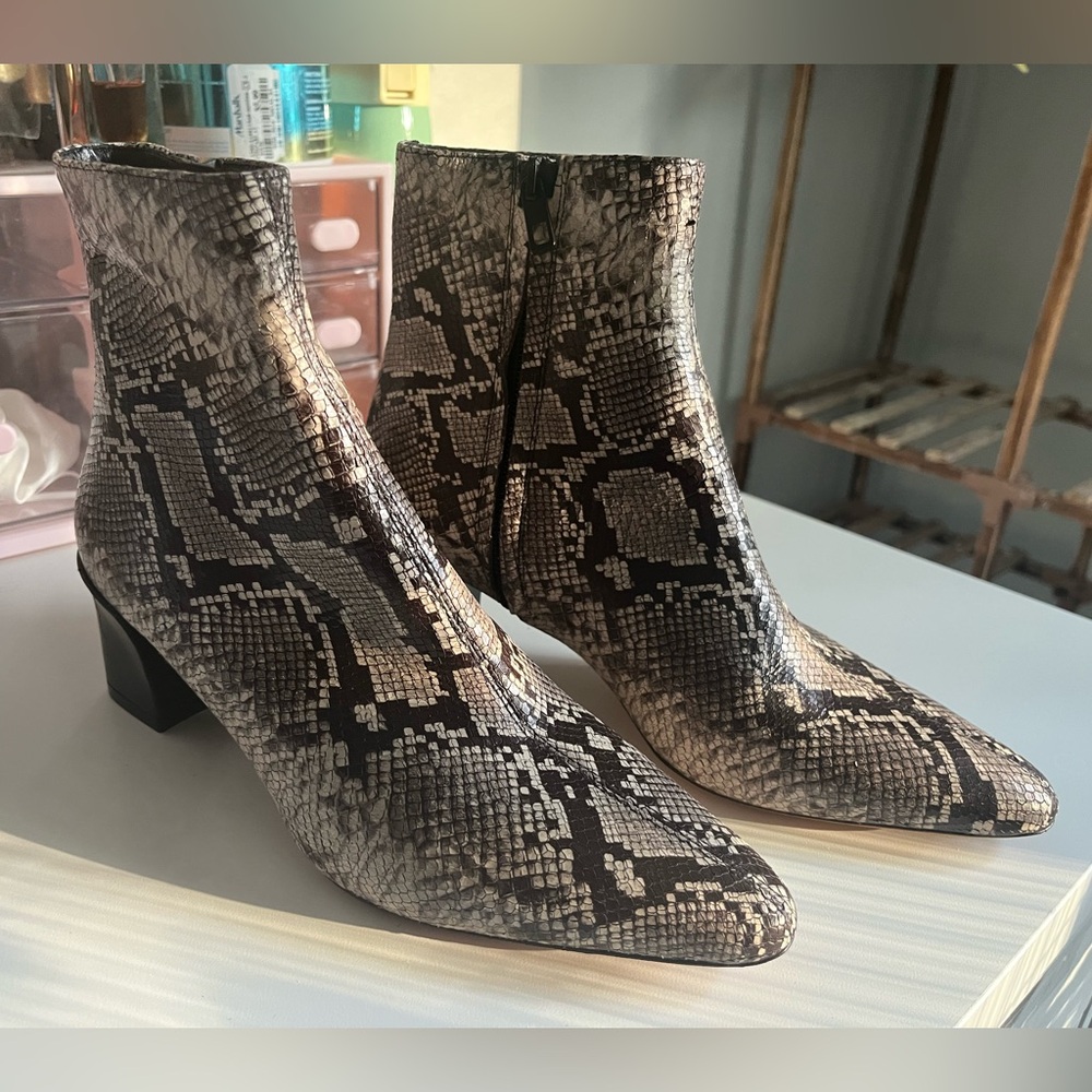 Vince Lanica Snakeskin Ankle Boots